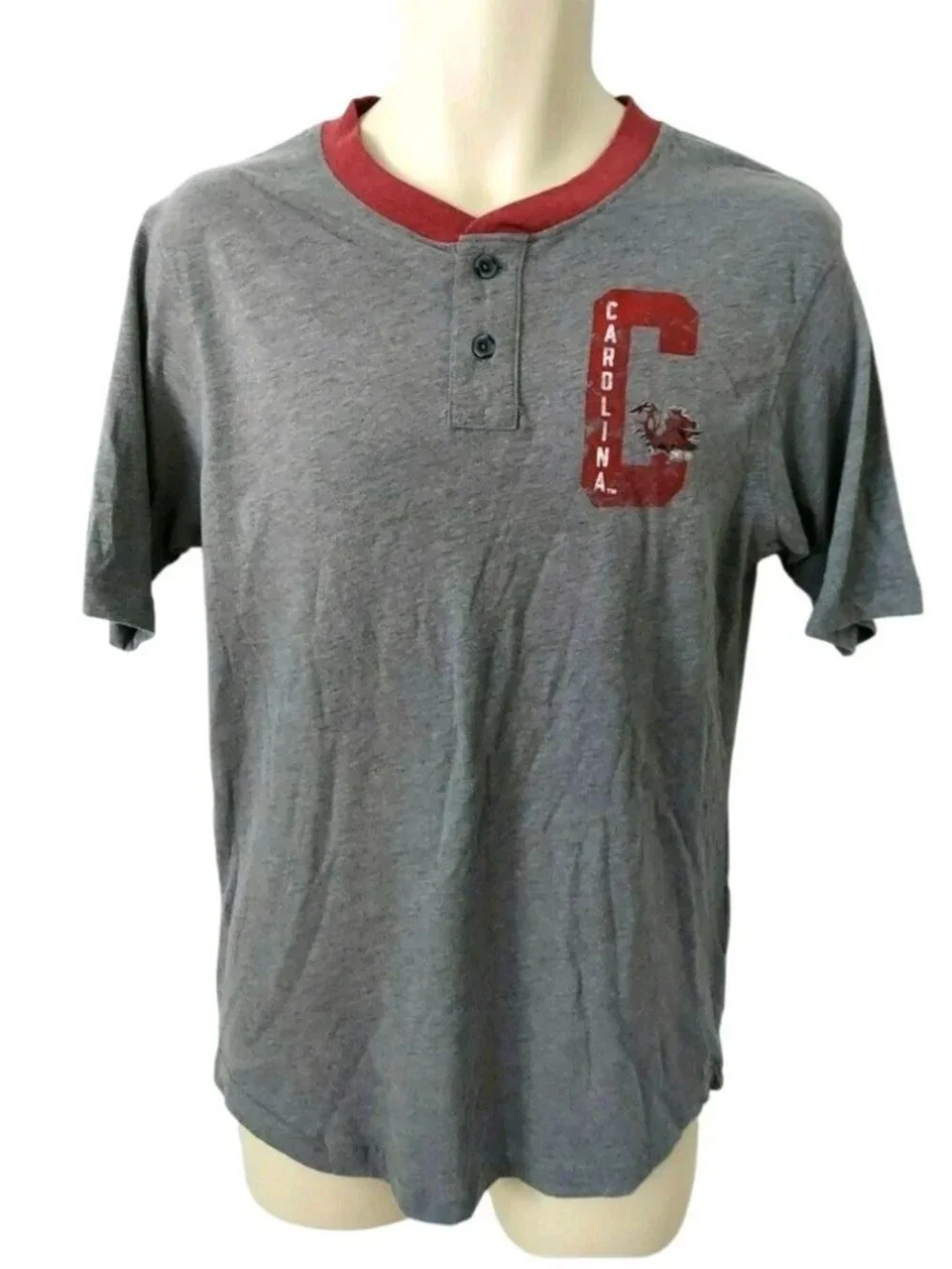South Carolina Gamecocks T Shirt Size Small 34/36 Henley Style Distressed Logo